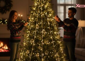 Эффект 3D-сияния: хитрый метод «вертикальных гирлянд», который сделает вашу елку роскошной