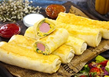 Сосиски с сыром в лаваше