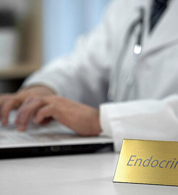 Endocrinologist prescribing medication for patient, doctor working in clinic