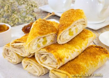 Рулетики из лаваша с творогом и бананом